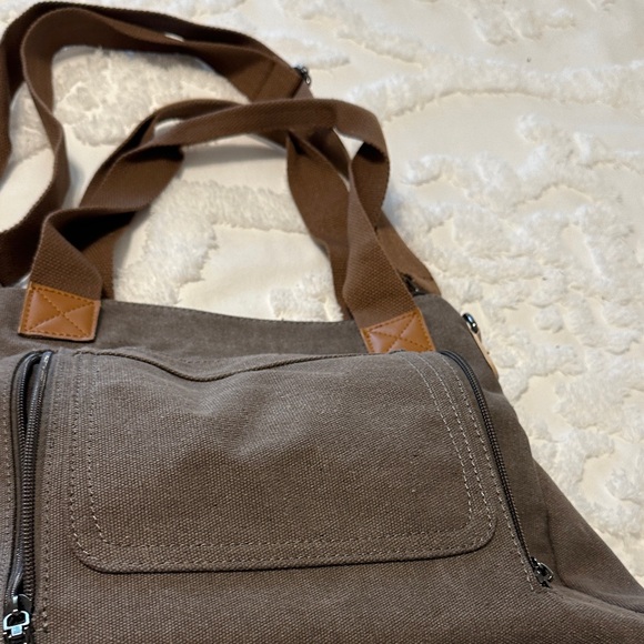 Brown Canvas Shoulder Bag - Picture 2 of 6